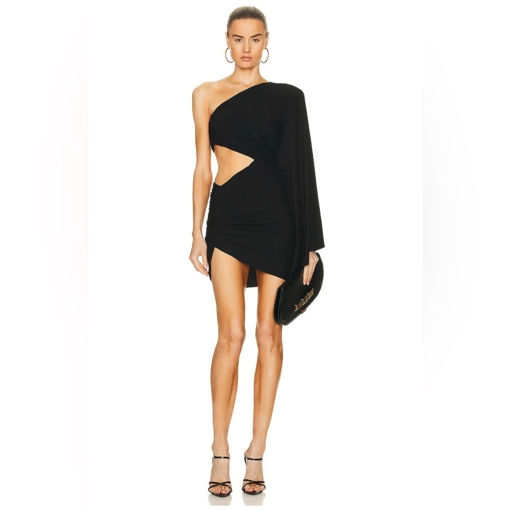 NWT ALEXANDRE VAUTHIER One Sleeve Mini Dress in black size 2